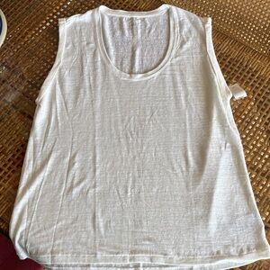 Women's GAP Sleeveless Linen White T Shirt NWT Large